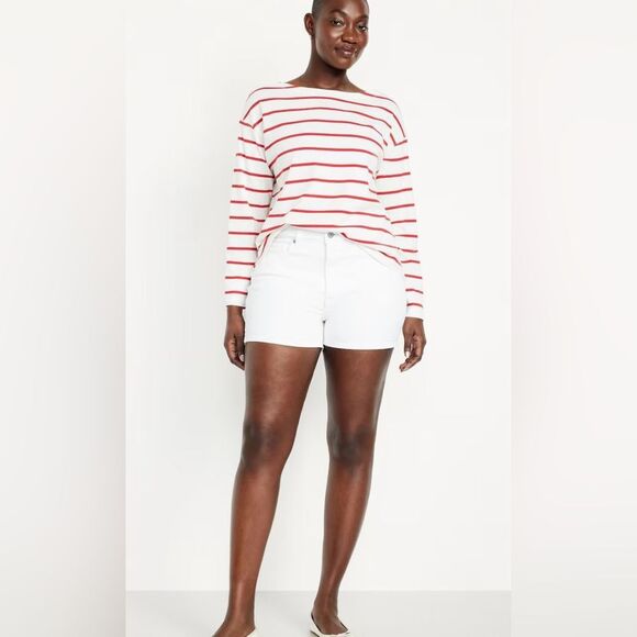NWOT Old Navy White Jean Shorts Mid-Thigh Relaxed Fit - Picture 1 of 11